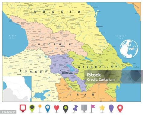mapa Kaukazu s vyznačeným Gruzínskom