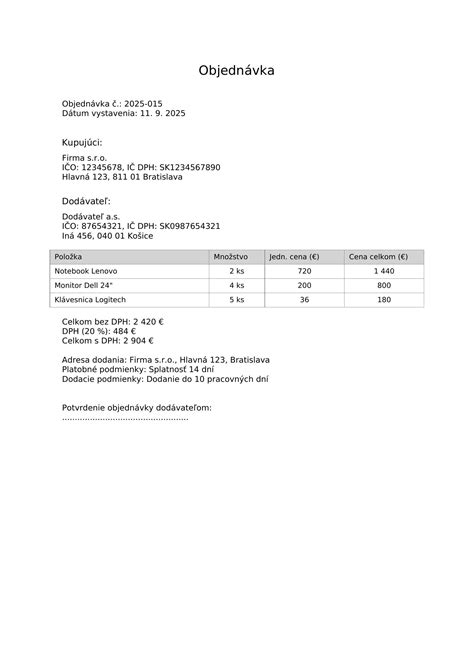 Schéma procesu objednávky: Výber tovaru na webe -> Kontrola údajov -> Potvrdenie objednávky -> Spracovanie a expedícia