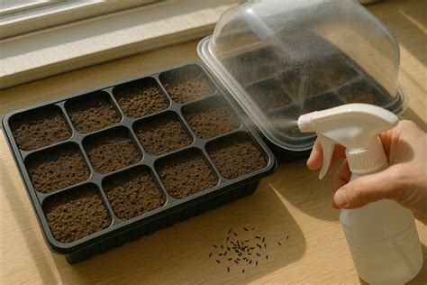 Photo of a hand sowing chive seeds into a shallow furrow or a pot