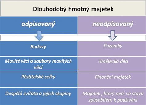 Schéma rozdelenia dlhodobého majetku na hmotný a nehmotný podľa vstupnej ceny a doby použiteľnosti