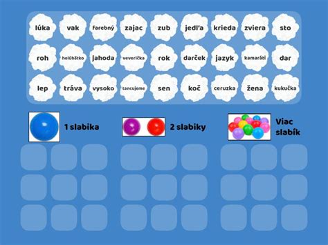 Ilustrácia znázorňujúca rôzne jednoslabičné slová