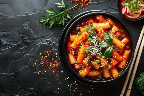 fotografia tteokbokki v horúcej omáčke