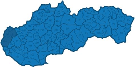 Mapa regiónu Záhorie s vyznačenými borovicovými porastmi