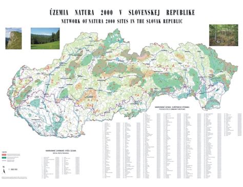 Mapa Slovenska s vyznačenými chránenými vtáčími územiami (CHVÚ) a územiami európskeho významu (ÚEV) v rámci sústavy Natura 2000