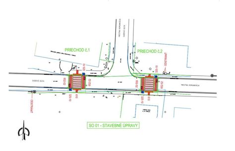 mapa Petržalky s vyznačenými navrhovanými cyklotrasami a bezpečnými priechodmi pre chodcov