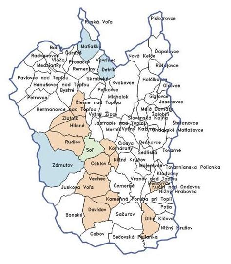 mapa: geografické rozloženie okresu Vranov nad Topľou a Domaše s vyznačenými klimatickými zónami
