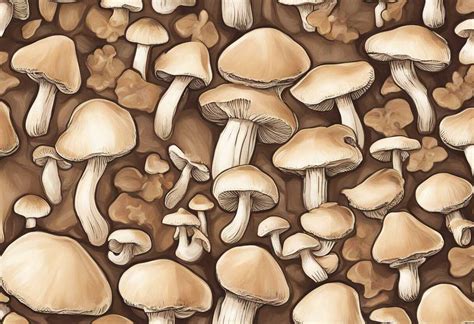 Ilustrácia rôznych druhov húb vrátane šampiňónov