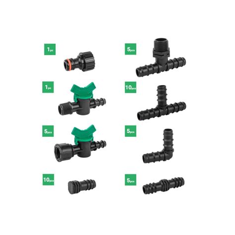 Ukážka rôznych typov držiakov a svoriek pre kvapkovú závlahu