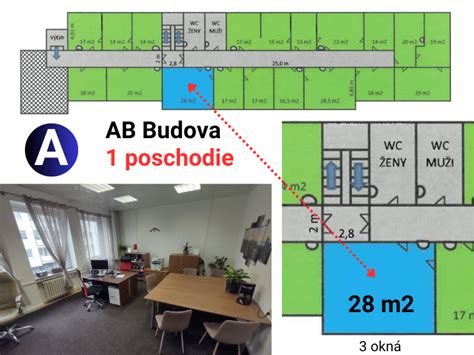 infografika pôdorysu komerčnej budovy v Dubovanoch so znázornením skladových a kancelárskych priestorov