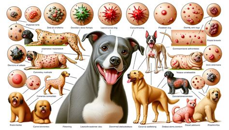 Obrázok znázorňujúci rôzne typy psích bradavíc.