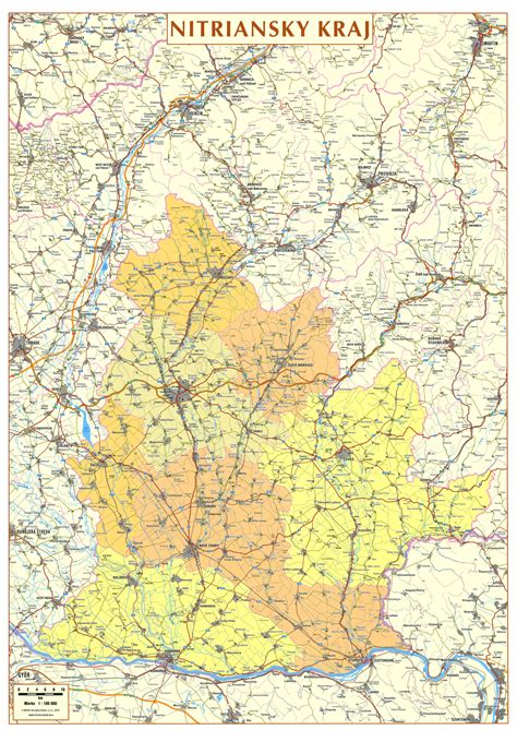 Mapa Nitrianskeho kraja a jeho poľnohospodárskych oblastí