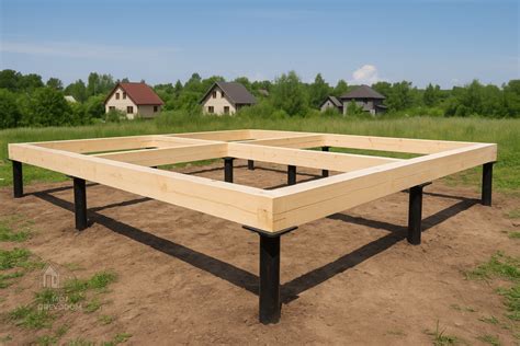 Schéma rôznych typov základov pre záhradný domček (betónová doska, bodový základ, zemné skrutky)