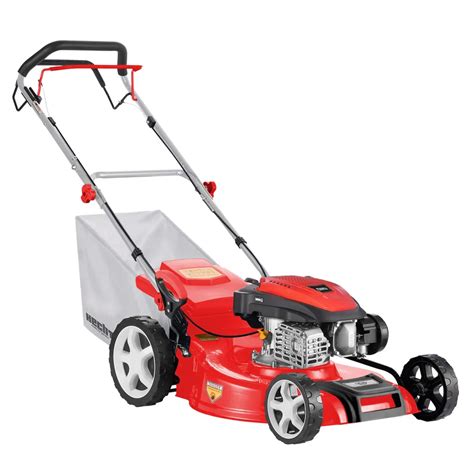 Tematické foto: benzínová kosačka s pojazdom a jasne viditeľným tlačidlom elektrického štartéra