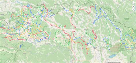 Mapa turistických a cykloturistických trás v okolí Ostrej Lúky