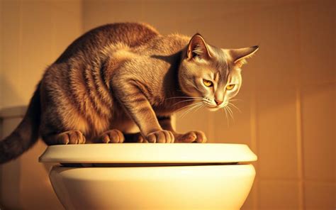 Mačka v toalete s rôznymi druhmi podstielky