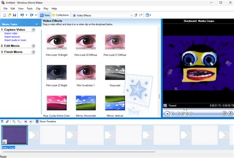 Ilustrácia rozhrania staršej verzie programu Windows Movie Maker.