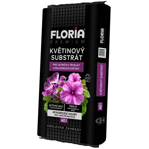 Detail balenia FloraSelf Kvetinový substrát s vyobrazením kvitnúcich rastlín.