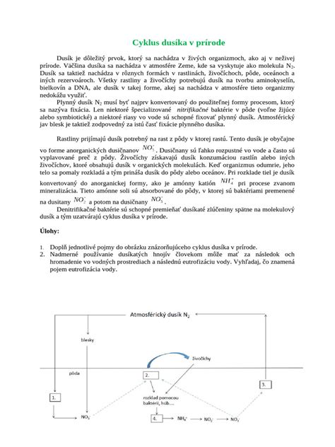 schéma kolobehu dusíka v prírode s vyznačením zdrojov dusičnanov v podzemných vodách