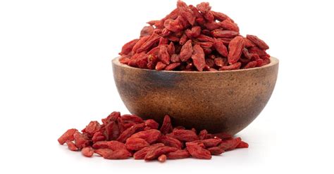 Sušené plody goji, pripomínajúce hrozienka