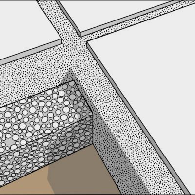 náčrt štrkového lôžka s geotextíliou a betónovou dlažbou