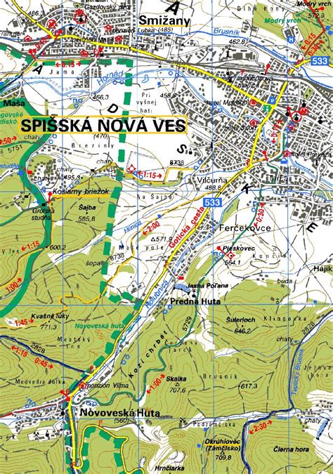 mapa poľnohospodárskych oblastí a fariem v regióne Spišská Nová Ves