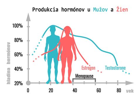 Graf porovnávajúci hladiny hormónov u žien a mužov v rôznych vekových obdobiach