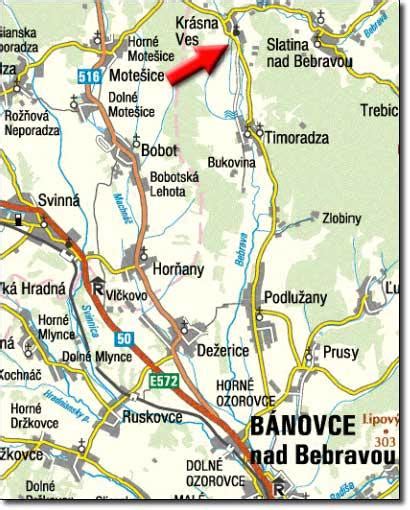Mapa obce Jabloň a jej okolia s vyznačenými riekami Laborec a Výrava