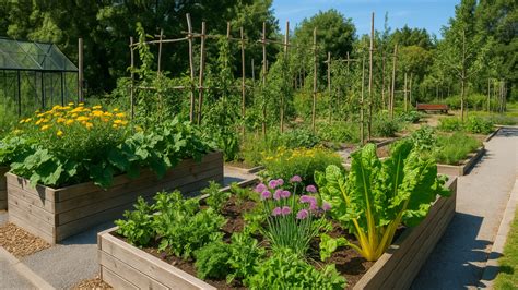 Ilustrácia permakultúrnej záhrady s rôznymi zónami