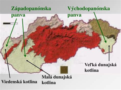 Mapa znázorňujúca biogeografické oblasti Slovenska (Karpaty a Panónska nížina) s vyznačením lokalít výskytu endemických druhov.