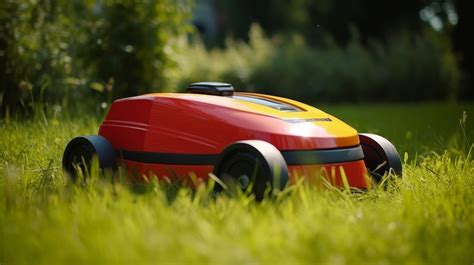 Ilustrácia robotickej kosačky v záhrade