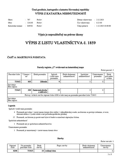 Infografika zobrazujúca typy právnych poznámok a ich frekvenciu na liste vlastníctva.