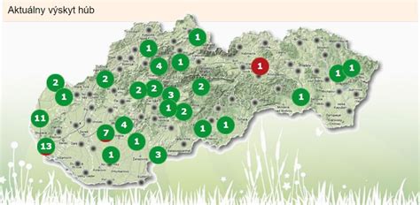 Mapa známych lokalít výskytu medvedieho cesnaku v lesoch