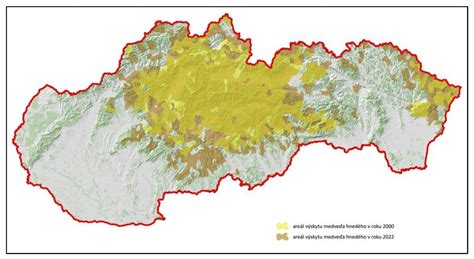 Mapa Slovenska s vyznačenými oblasťami výskytu moruše čiernej, najmä Pukanec