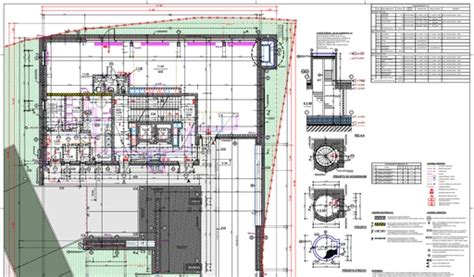 ukážka projektovej dokumentácie automatickej závlahy futbalového ihriska (schéma rozloženia postrekovačov, potrubia)