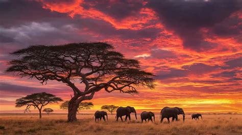 Africké slony v savane - stádo samíc s mláďatami