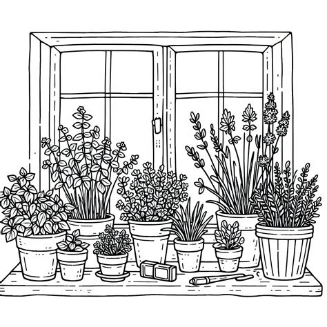 Záber na pestrý balkón s kvetináčmi plnými byliniek, paradajok a šalátu