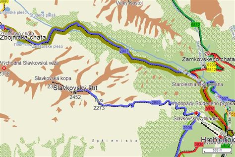 Mapa obchádzkovej trasy z Hrebienka do Studených dolín