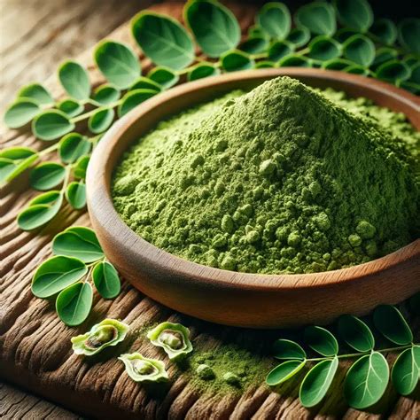 Kolekcia fotografií rôznych častí rastliny Moringa a jedál z nej pripravených