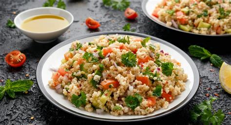 Fotografia hotového šalátu zo stonkového zeleru s bulgurom a jablkom