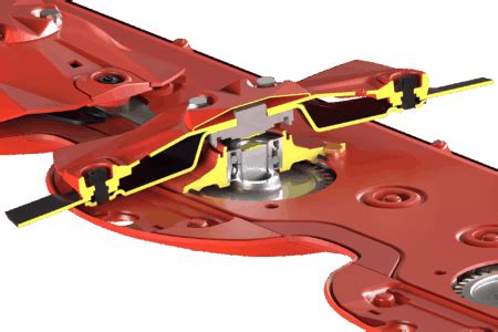 Detail systému PROTECTADRIVE na žacom stroji KUHN