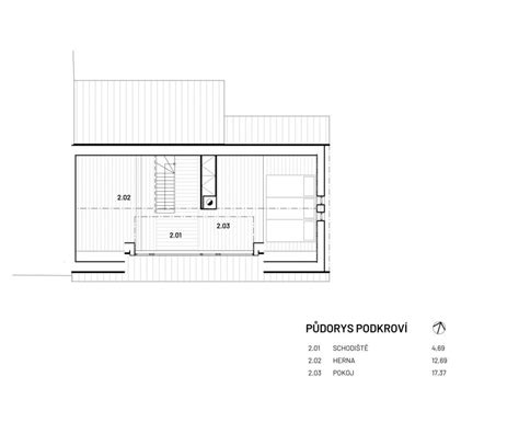 Pôdorys a vizualizácia členenia miestností v chate MADISON