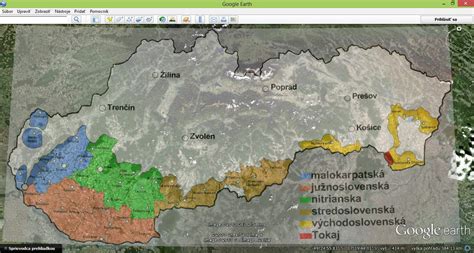 mapa vinohradníckych oblastí s údajmi o zrážkach