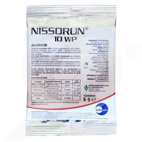 obal balenia Nissorun 10 WP s piktogramami pre bezpečné použitie