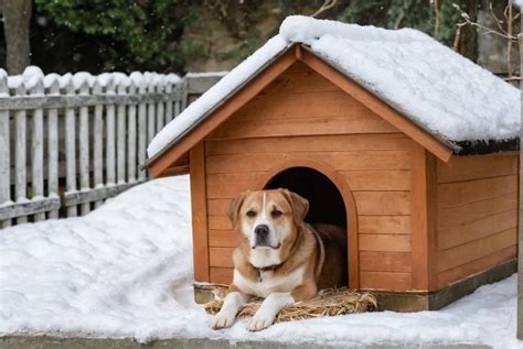 Tematická fotografia: pes odpočívajúci v útulnej drevenej búde v záhrade