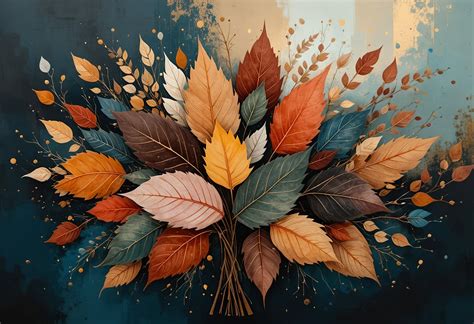 Ilustrácia rôznych odtieňov jesenného lístia javora dlaňovistého