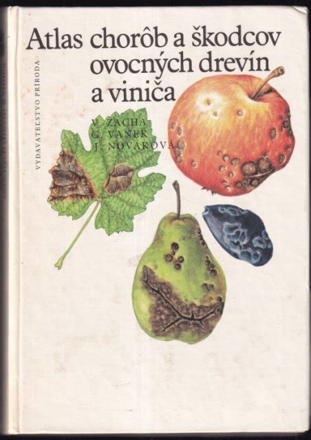 Ilustrácia rôznych škodcov a chorôb jabloní s ich typickými prejavmi