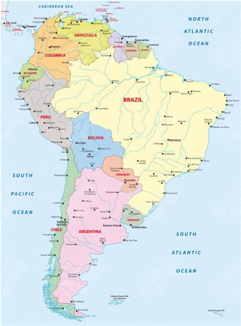 Mapa Južnej Ameriky s vyznačenými Andami a Peru, kolískou zemiakov