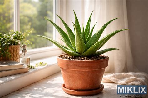 Aloe Vera rastlina v kvetináči na okne