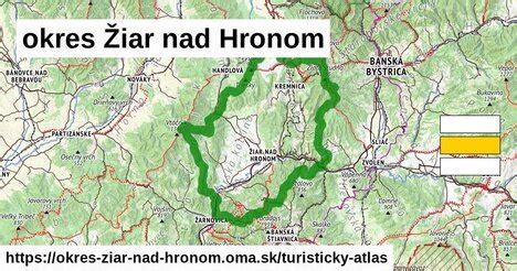 mapa okresu Žiar nad Hronom s vyznačenými obcami