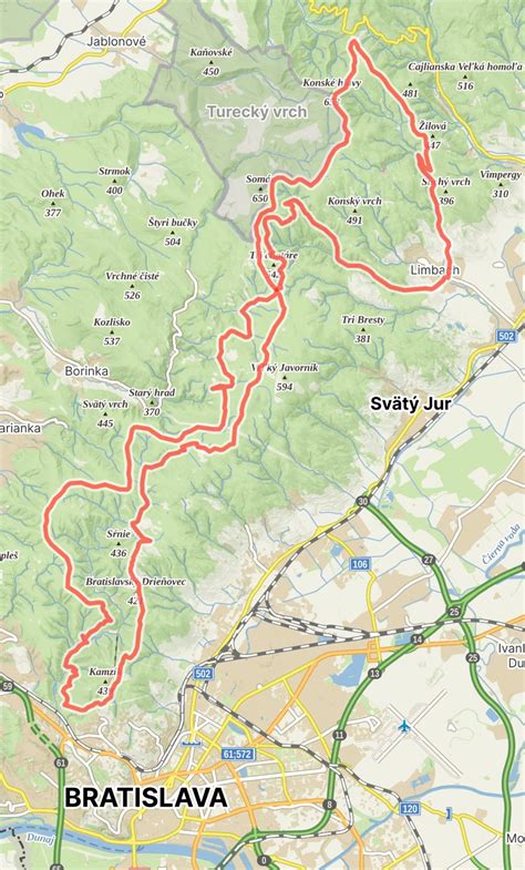 mapa vinohradníckej oblasti pod Malými Karpatmi